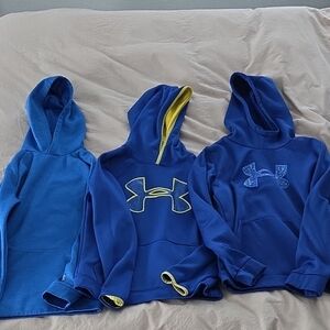 Under Armour And Champion Kids Blue Hoodies - Boys L - Lot Of 3